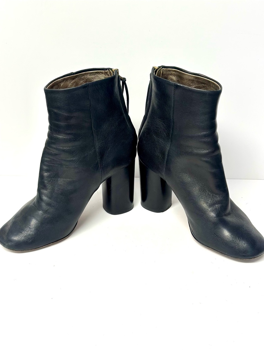 Isabel Marant Black Leather High Block Heel Ankle Boots